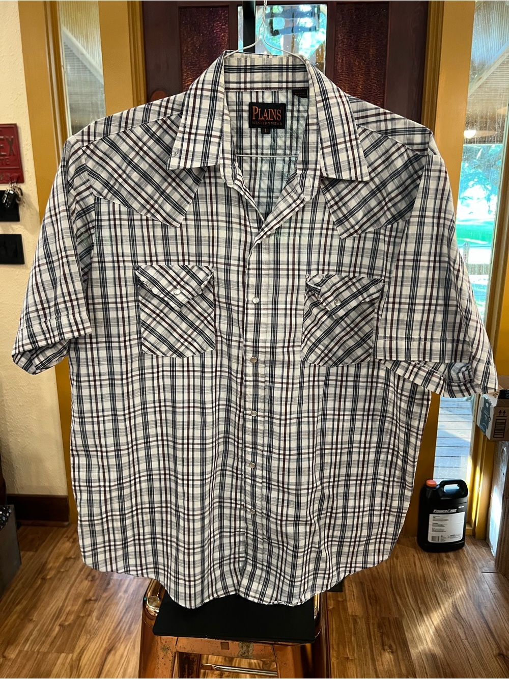 Plains Short-Sleeve Button-Down Plaid Shirt - White & Black